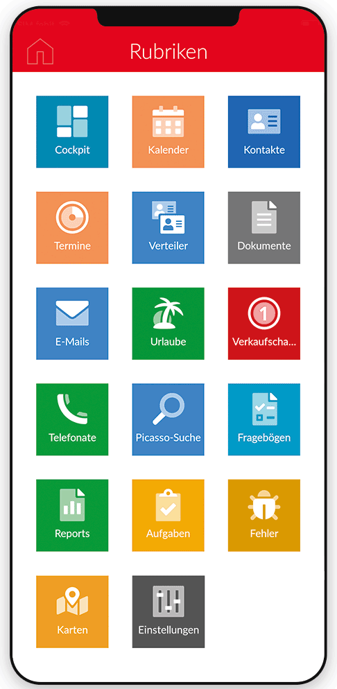 Die Bedienungsoberfläche mit den neu gestalteten App-Icons.